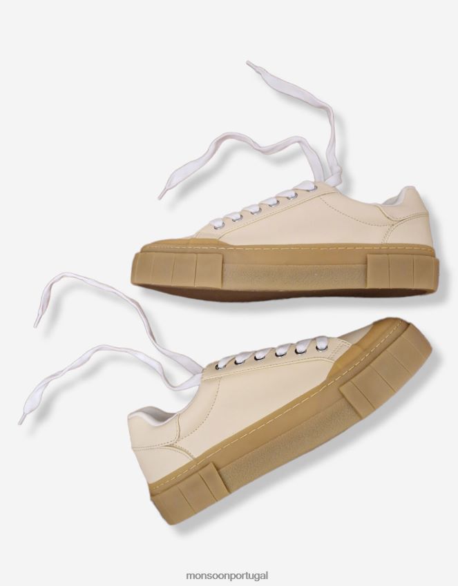 calçados boas notícias tênis de cano baixo Monsoon mulheres branco RPLH8F1517