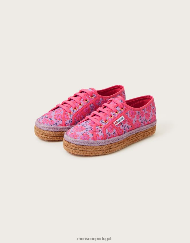 calçados superga tênis alpercata com estampa floral Monsoon mulheres rosa RPLH8F1473