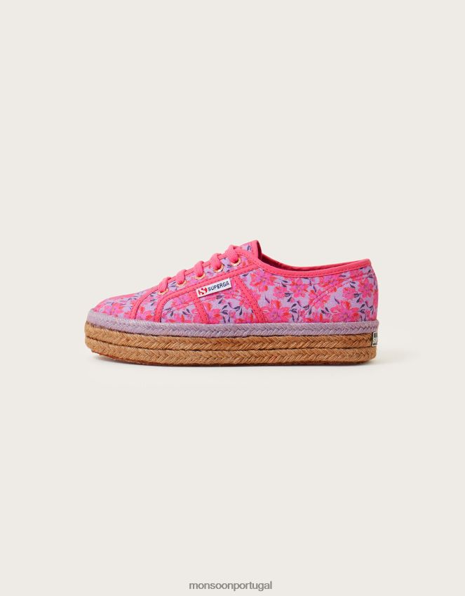 calçados superga tênis alpercata com estampa floral Monsoon mulheres rosa RPLH8F1473