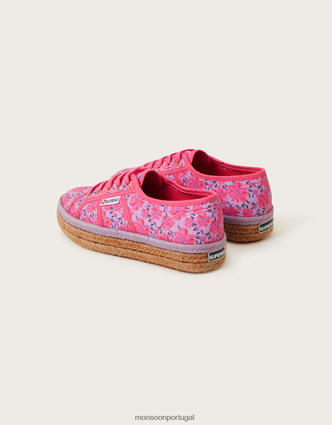 calçados superga tênis alpercata com estampa floral Monsoon mulheres rosa RPLH8F1473