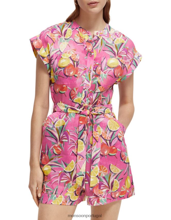 roupas Macacão de linho com estampa Scotch and Soda Monsoon mulheres rosa RPLH8F312