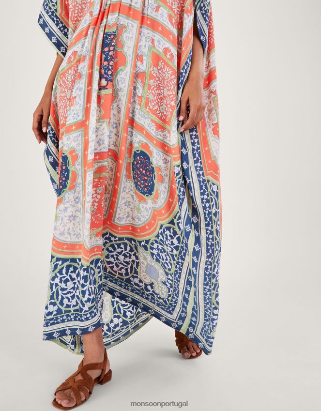 roupas cem estrelas verão indiano maxi kaftan Monsoon mulheres laranja (coral) RPLH8F294