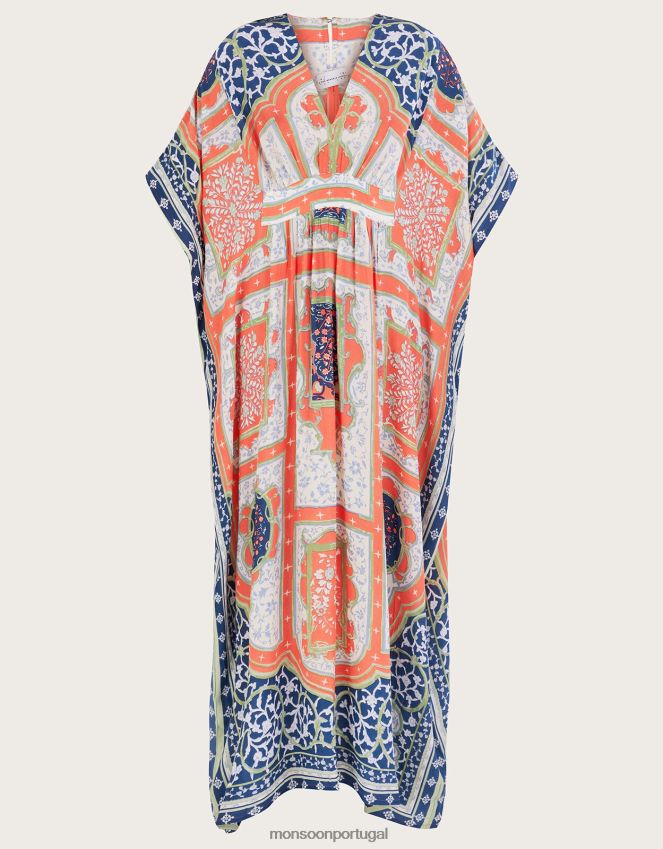 roupas cem estrelas verão indiano maxi kaftan Monsoon mulheres laranja (coral) RPLH8F294