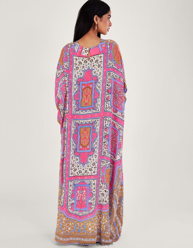 roupas cem estrelas verão indiano maxi kaftan Monsoon mulheres rosa RPLH8F299