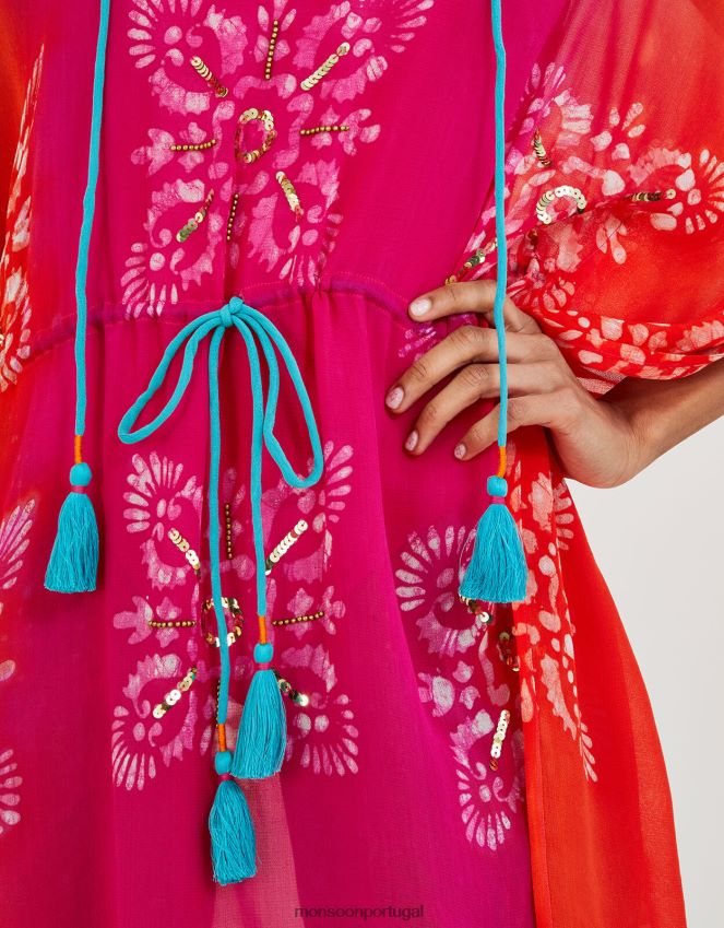 roupas kaftan com estampa batik Monsoon mulheres gracioso RPLH8F349