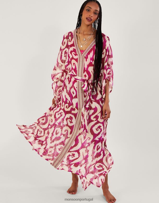 roupas kaftan maxi estampado ikat Monsoon mulheres tolet RPLH8F346