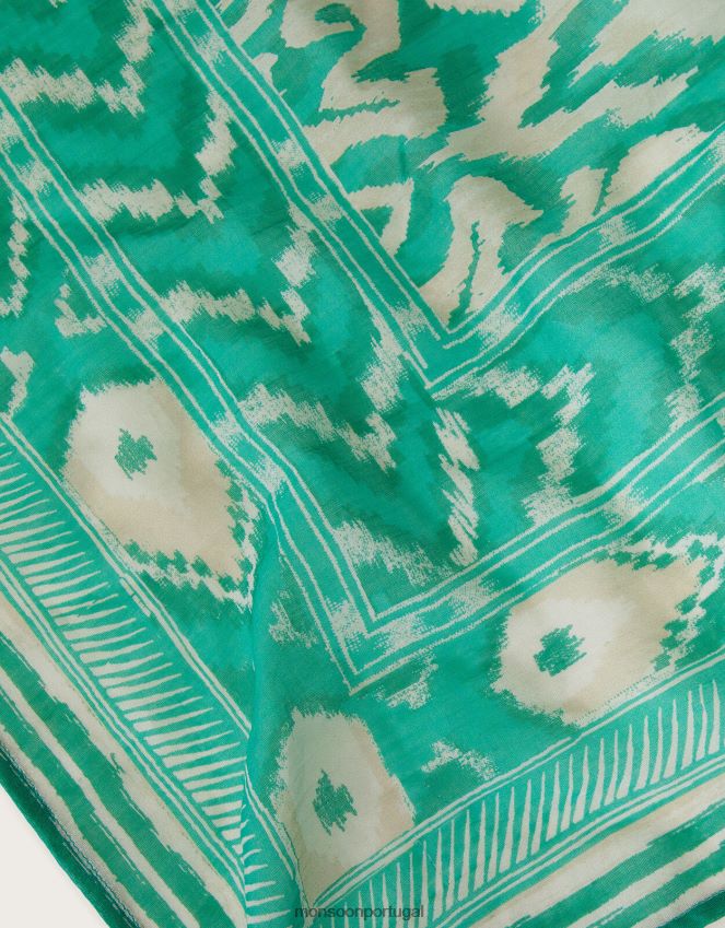 roupas sarongue estampado ikat Monsoon mulheres verde RPLH8F1183
