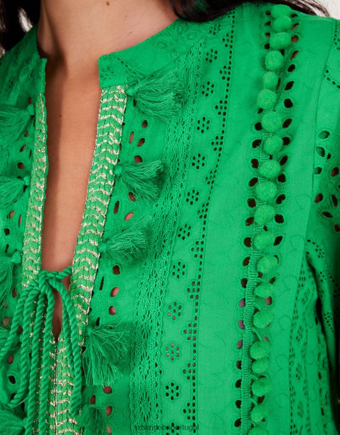 roupas vestido kaftan com borla metálica Monsoon mulheres verde RPLH8F295