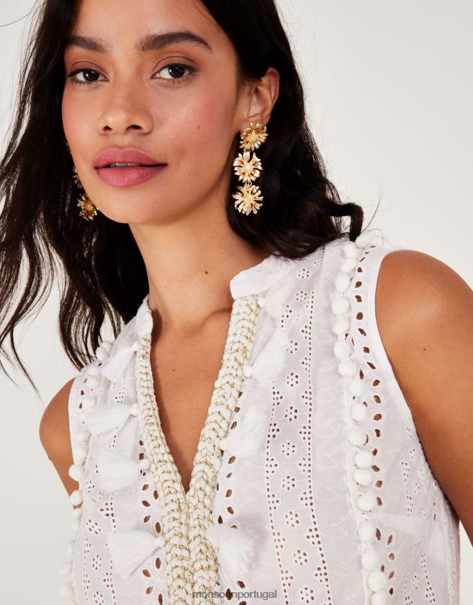 roupas vestido maxi kaftan metalizado Monsoon mulheres marfim RPLH8F150