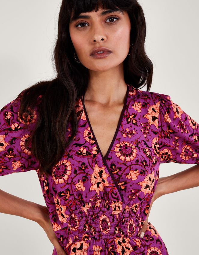 roupas vestido midi floral fifi Monsoon mulheres rosa RPLH8F285