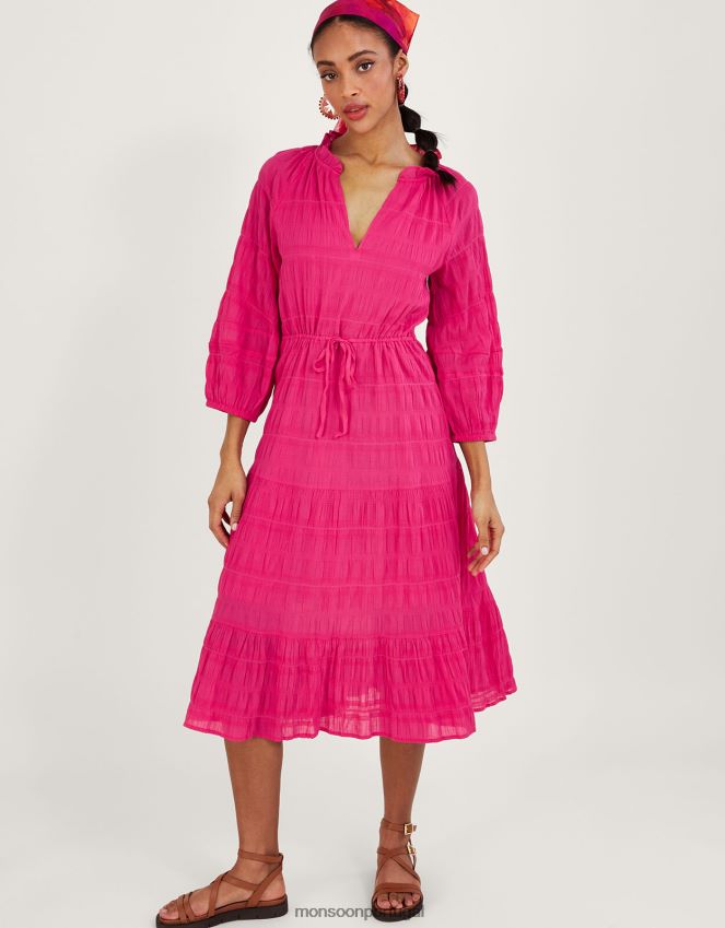 roupas vestido bata texturizado em camadas Monsoon mulheres rosa RPLH8F829