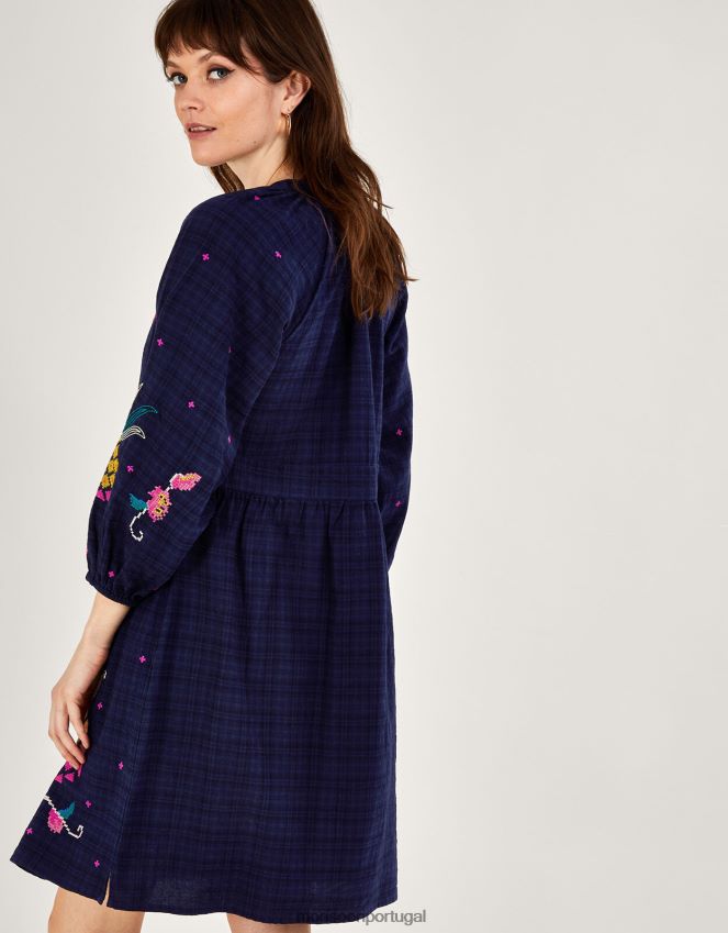 roupas vestido bordado abacaxi Monsoon mulheres azul-marinho) RPLH8F799