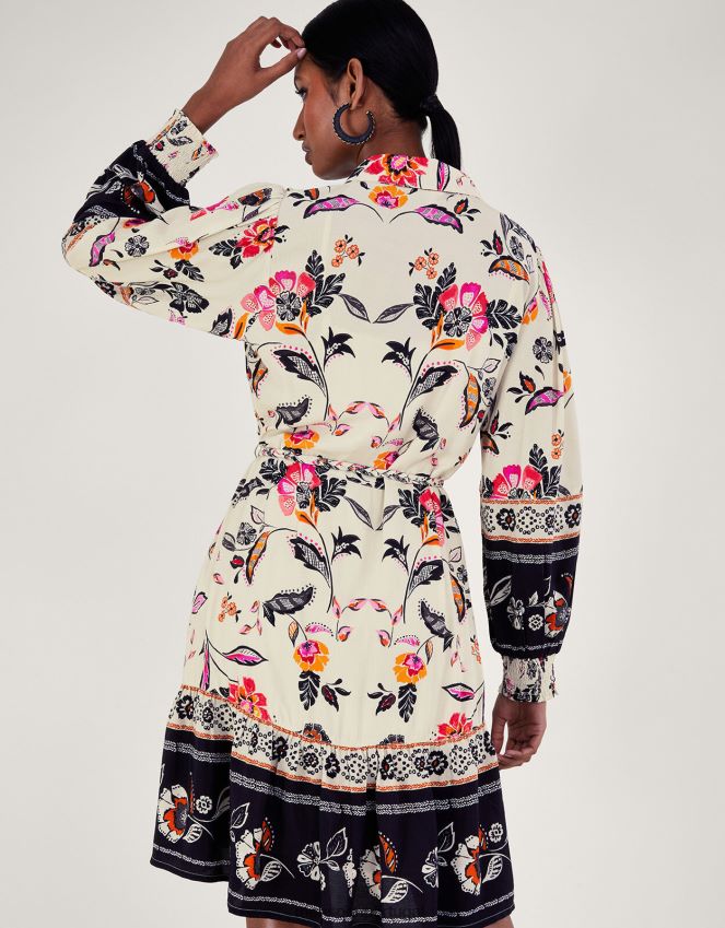 roupas vestido camisa floral Monsoon mulheres marfim RPLH8F140