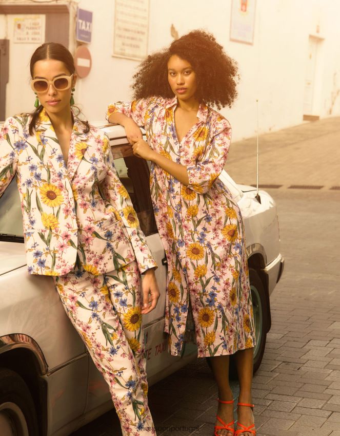 roupas vestido camisa leilah em mescla de linho Monsoon mulheres rosa (blush) RPLH8F551