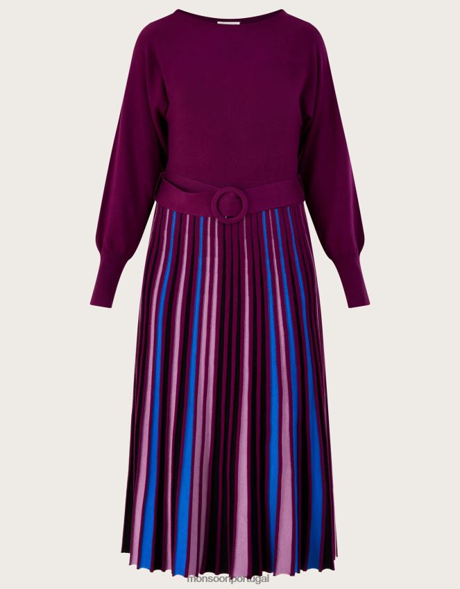 roupas vestido com saia plissada e lenzing ecovero Monsoon mulheres roxo RPLH8F418