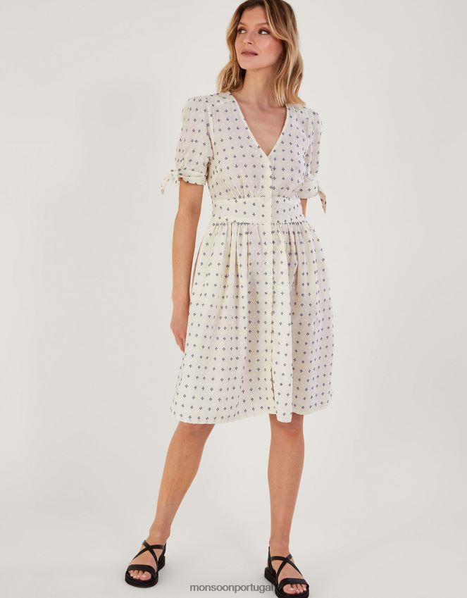 roupas vestido curto manchado Monsoon mulheres branco RPLH8F160