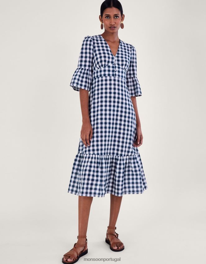 roupas vestido de algodão Monsoon mulheres azul-marinho) RPLH8F19