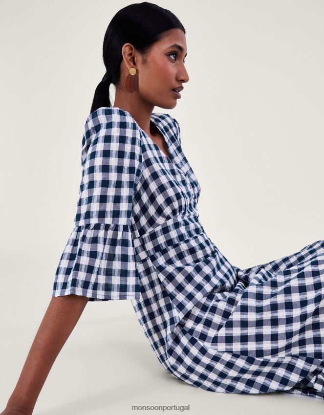 roupas vestido de algodão Monsoon mulheres azul-marinho) RPLH8F19