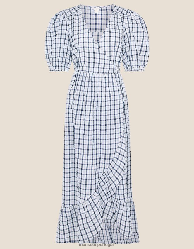 roupas vestido de algodão estampado dolly Monsoon mulheres azul RPLH8F701