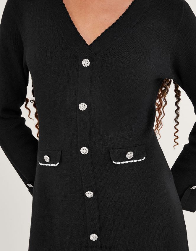 roupas vestido de malha com detalhe de bolso Monsoon mulheres preto RPLH8F129