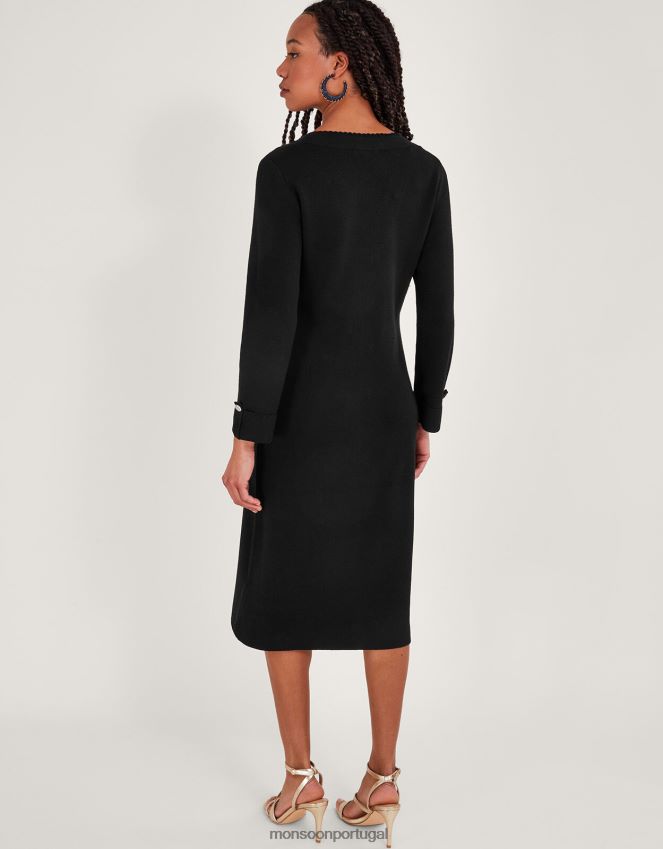 roupas vestido de malha com detalhe de bolso Monsoon mulheres preto RPLH8F129