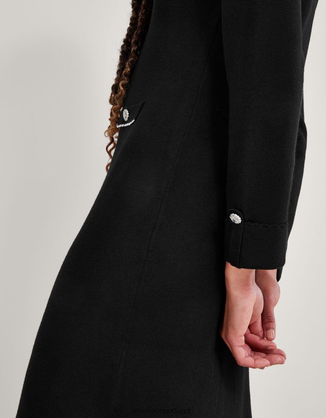 roupas vestido de malha com detalhe de bolso Monsoon mulheres preto RPLH8F129