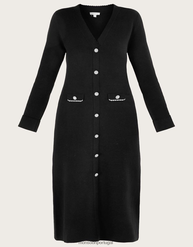 roupas vestido de malha com detalhe de bolso Monsoon mulheres preto RPLH8F129