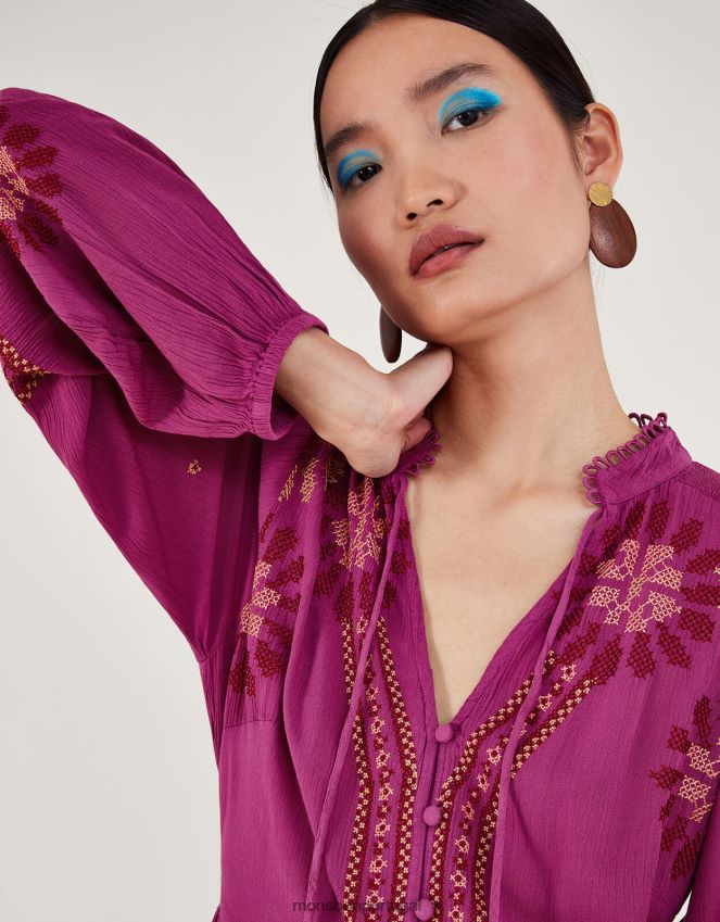 roupas vestido de ponto floral Monsoon mulheres rosa RPLH8F33