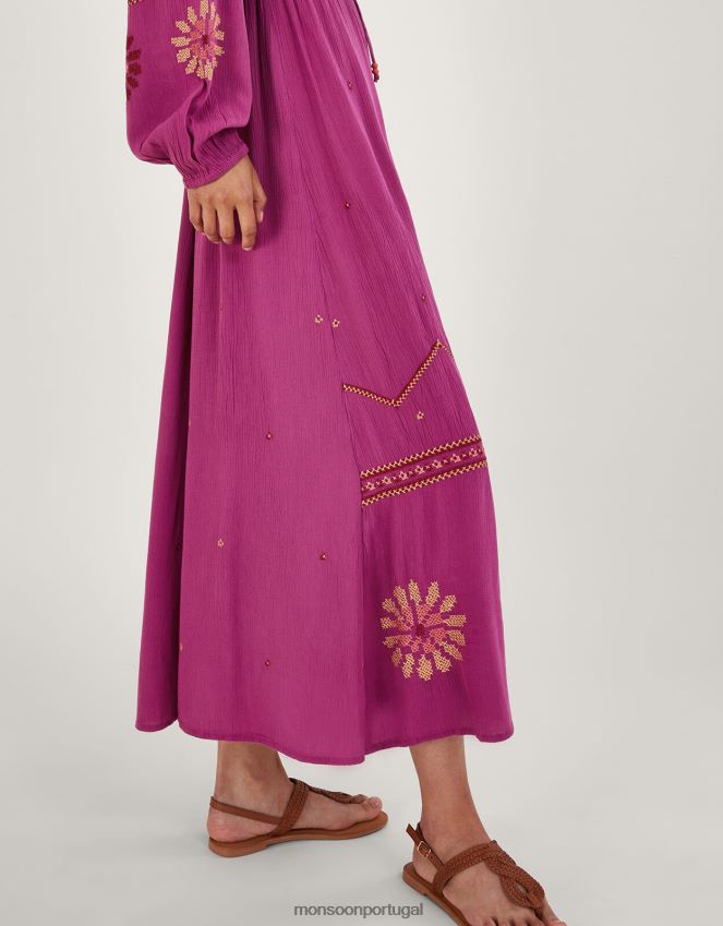 roupas vestido de ponto floral Monsoon mulheres rosa RPLH8F33