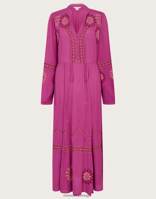 roupas vestido de ponto floral Monsoon mulheres rosa RPLH8F33