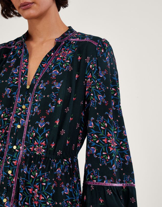 roupas vestido de veludo Monsoon mulheres preto RPLH8F1