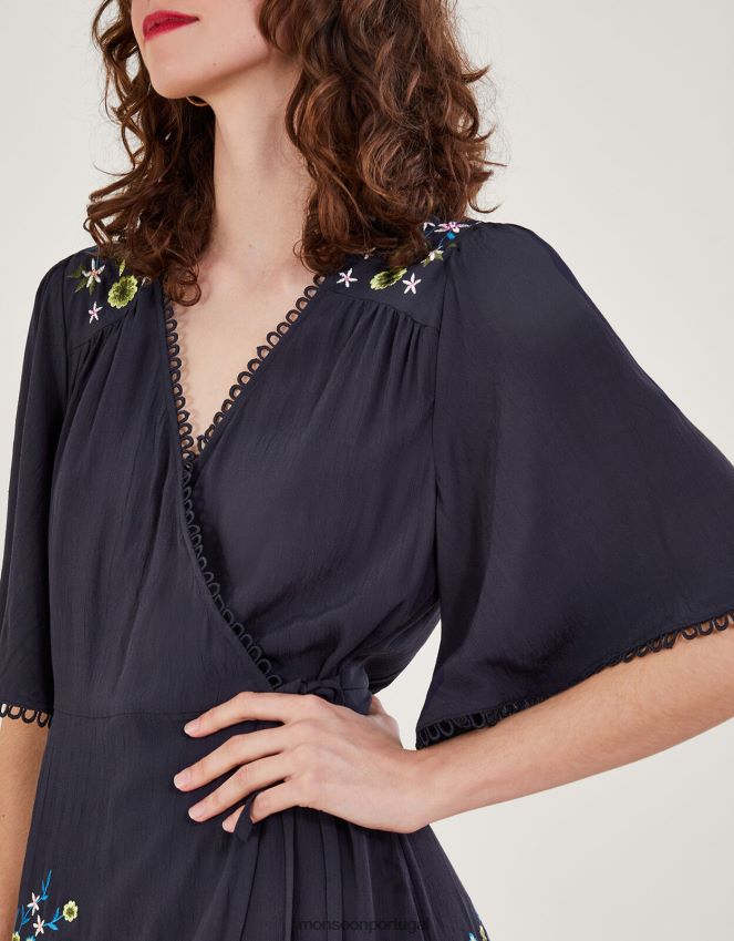 roupas vestido envolvente oliyah Monsoon mulheres azul-marinho) RPLH8F590