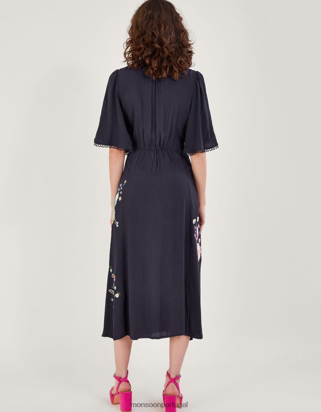 roupas vestido envolvente oliyah Monsoon mulheres azul-marinho) RPLH8F590