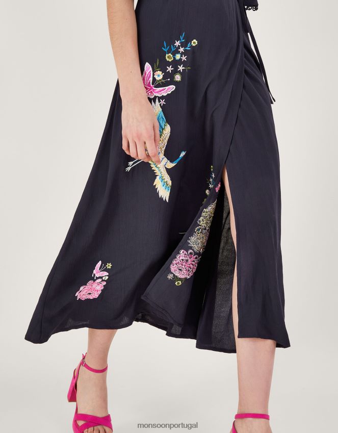 roupas vestido envolvente oliyah Monsoon mulheres azul-marinho) RPLH8F590