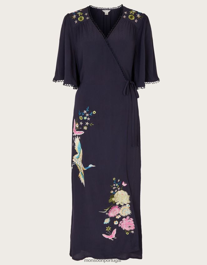 roupas vestido envolvente oliyah Monsoon mulheres azul-marinho) RPLH8F590