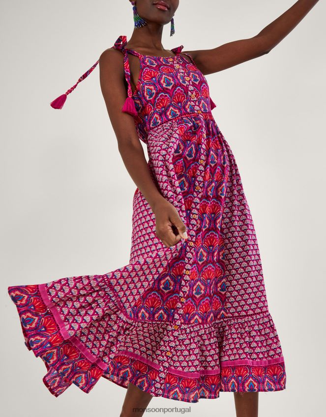 roupas vestido estampado leque octavia Monsoon mulheres rosa RPLH8F109