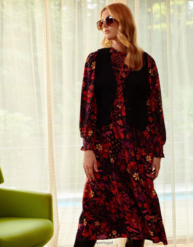 roupas vestido floral Monsoon mulheres azul-marinho) RPLH8F80