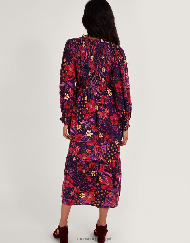 roupas vestido floral Monsoon mulheres azul-marinho) RPLH8F80