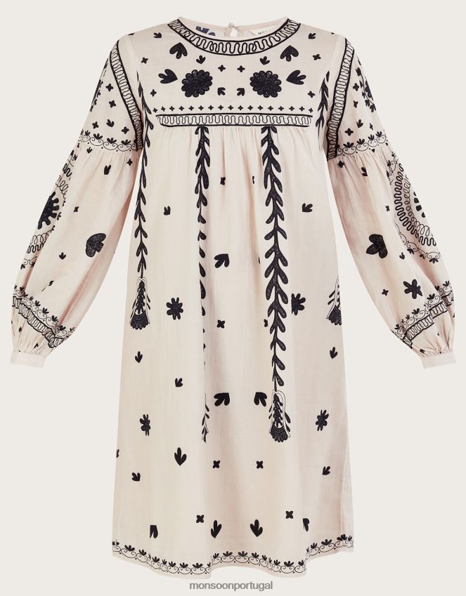 roupas vestido floral monocromático Monsoon mulheres marfim RPLH8F789
