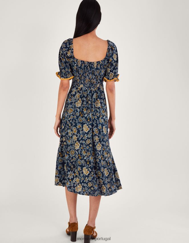 roupas vestido florido Monsoon mulheres azul-marinho) RPLH8F126