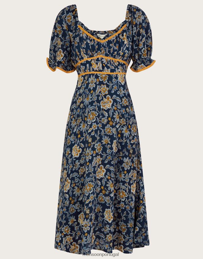roupas vestido florido Monsoon mulheres azul-marinho) RPLH8F126