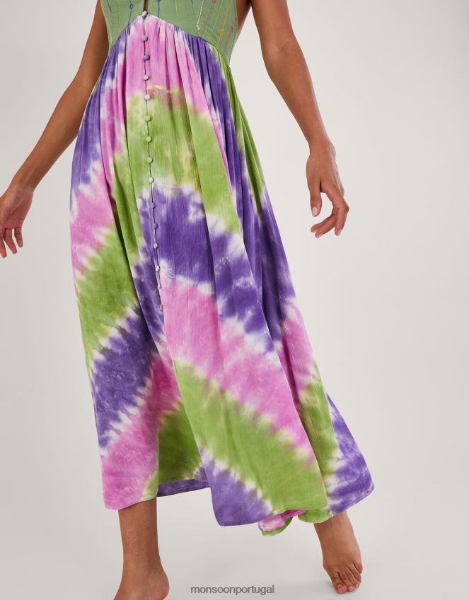 roupas vestido halter chevron com estampa tie-dye em lenzing ecovero Monsoon mulheres rosa RPLH8F311