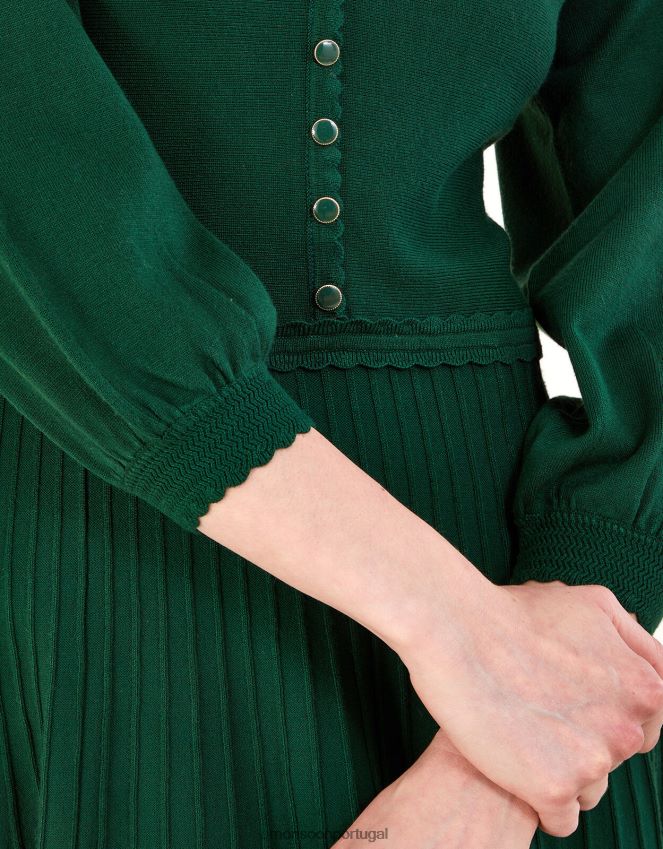roupas vestido midi com decote em V e lençol ecovero Monsoon mulheres verde (verde escuro) RPLH8F118