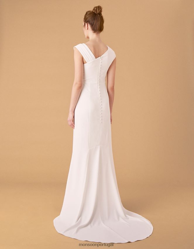 roupas vestido de noiva com broche adornado tess Monsoon mulheres marfim RPLH8F1127