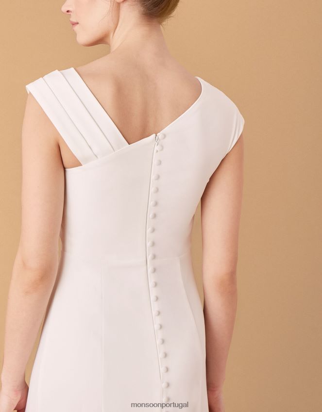 roupas vestido de noiva com broche adornado tess Monsoon mulheres marfim RPLH8F1127
