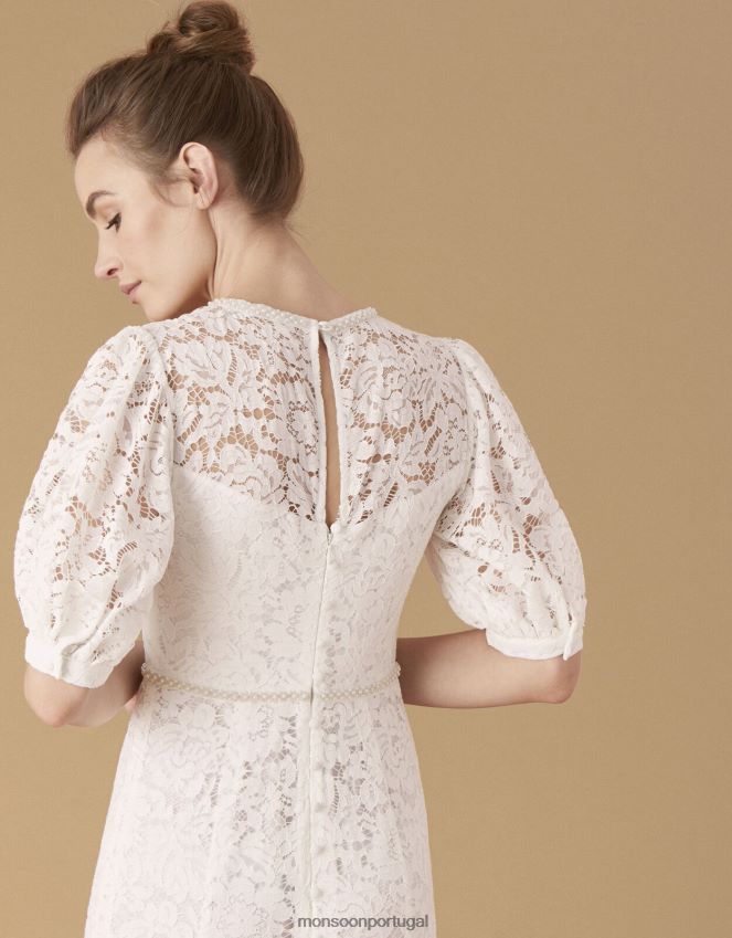 roupas vestido de noiva de renda com brilhantes e nicky Monsoon mulheres marfim RPLH8F2741