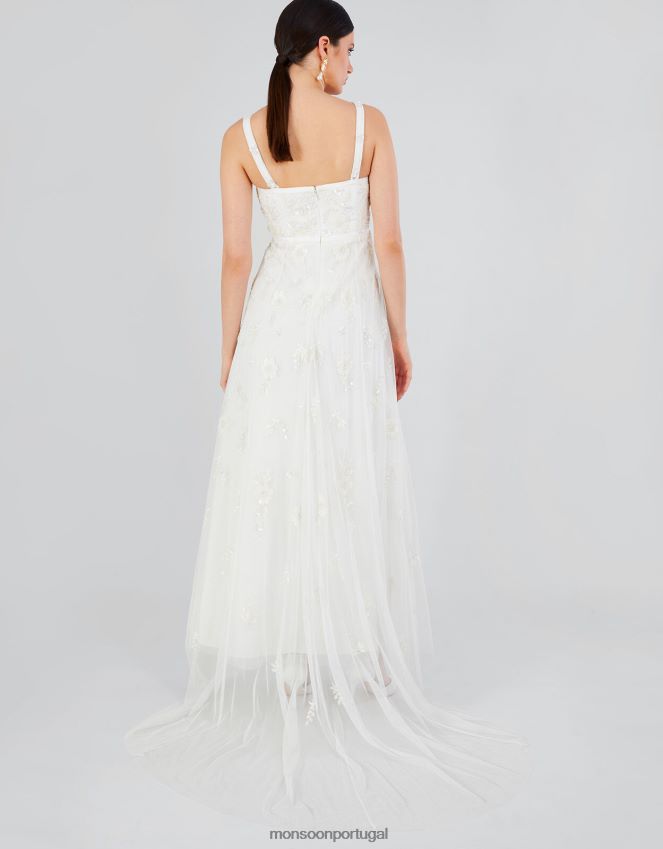roupas vestido de noiva decorado caroline Monsoon mulheres marfim RPLH8F695