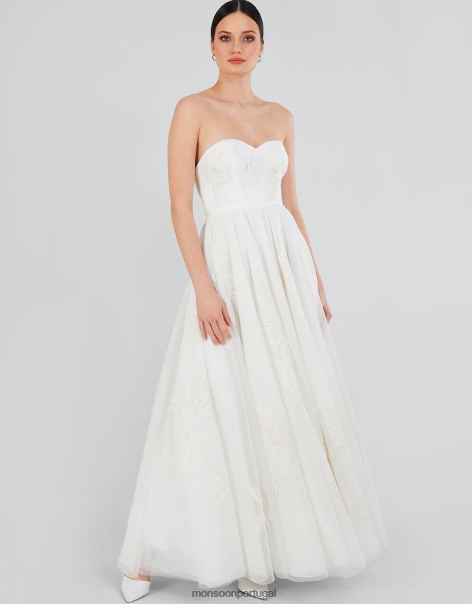 roupas vestido maxi de noiva cai-cai bordado donna Monsoon mulheres marfim RPLH8F413