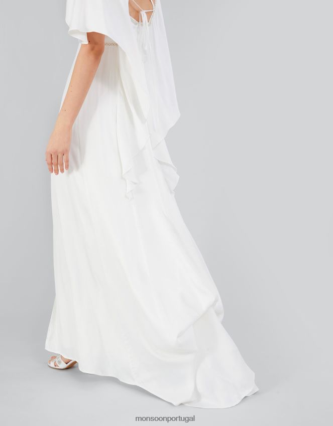 roupas vestido maxi de noiva em cetim sophie Monsoon mulheres marfim RPLH8F399