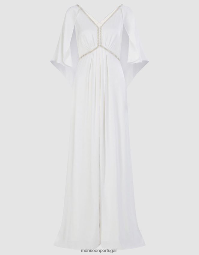 roupas vestido maxi de noiva em cetim sophie Monsoon mulheres marfim RPLH8F399